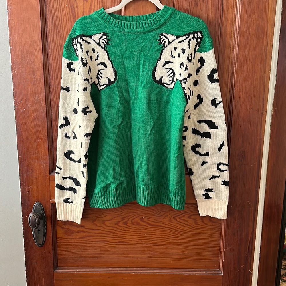 Snow leopard green sweater